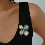 Lilac Blossom Gray Mother of pearl Brooch gembea jewelry