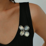 Lilac Blossom Gray Mother of pearl Brooch gembea jewelry