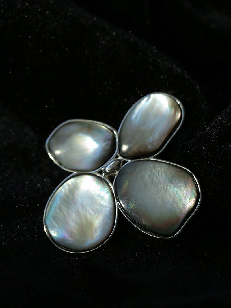 Lilac Blossom Gray Mother of pearl Brooch gembea jewelry