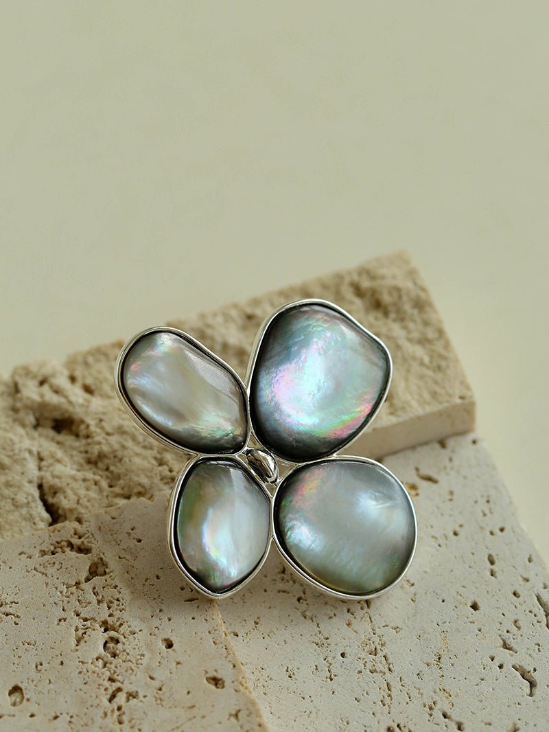 Lilac Blossom Gray Mother of pearl Brooch gembea jewelry