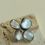 Lilac Blossom Gray Mother of pearl Brooch gembea jewelry