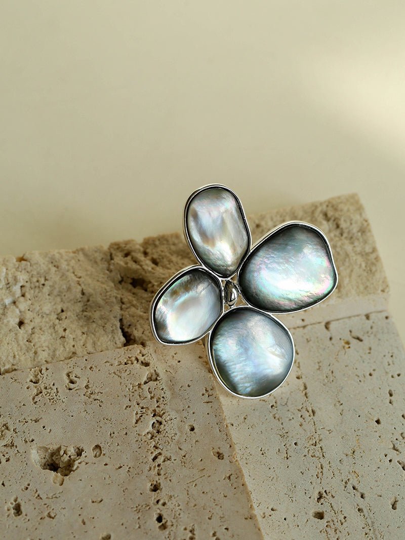 Lilac Blossom Gray Mother of pearl Brooch gembea jewelry