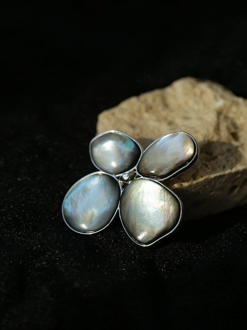 Lilac Blossom Gray Mother of pearl Brooch gembea jewelry