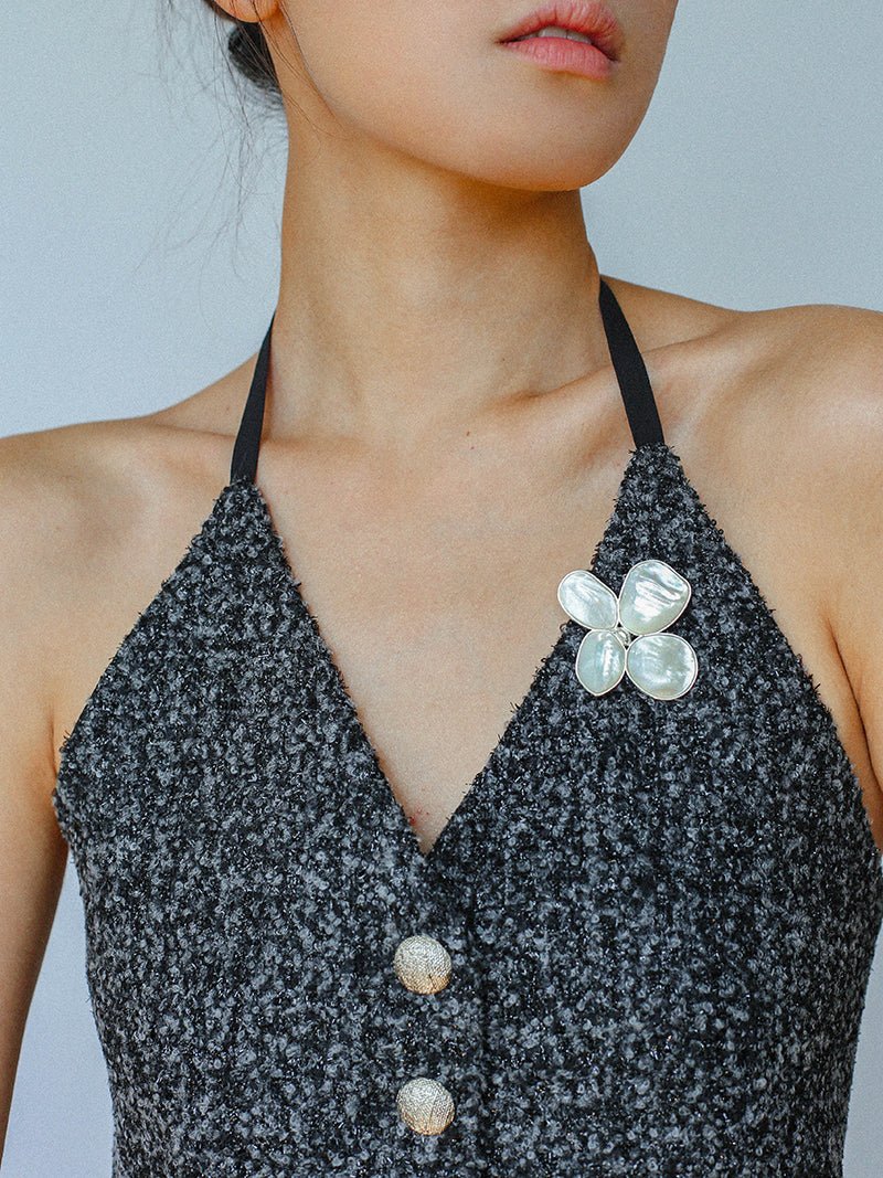 Lilac Blossom White Mother of pearl Brooch gembea jewelry