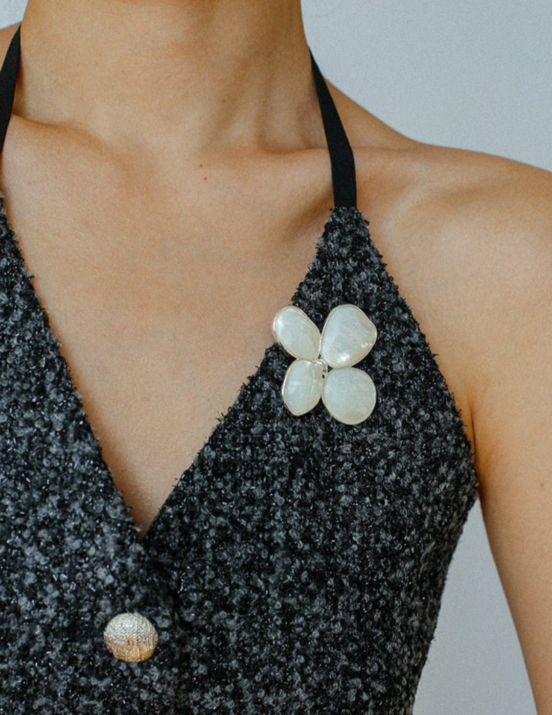 Lilac Blossom White Mother of pearl Brooch gembea jewelry