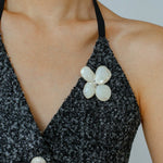 Lilac Blossom White Mother of pearl Brooch gembea jewelry