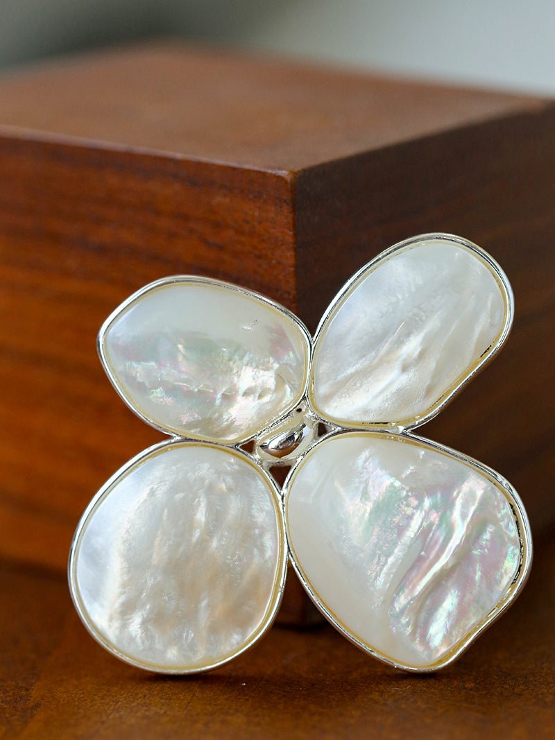 Lilac Blossom White Mother of pearl Brooch gembea jewelry