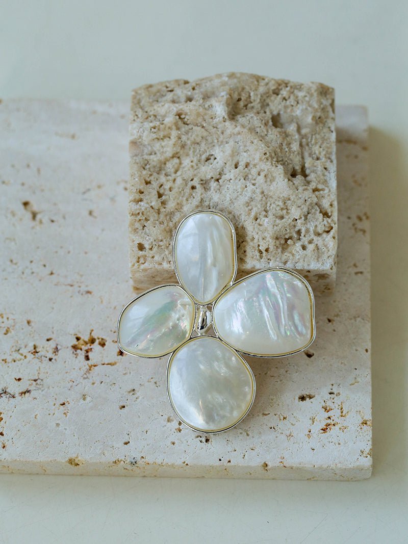 Lilac Blossom White Mother of pearl Brooch gembea jewelry