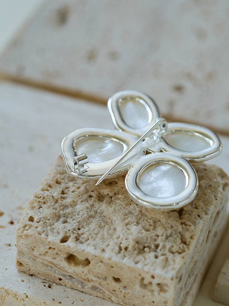 Lilac Blossom White Mother of pearl Brooch gembea jewelry