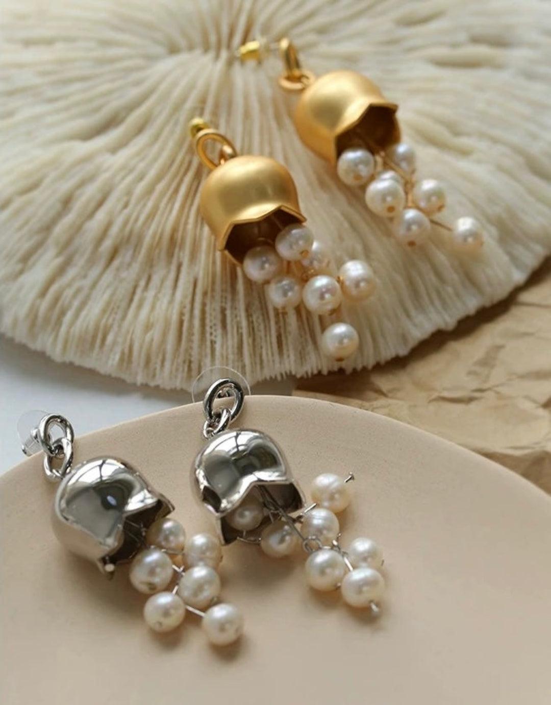 Lily of the Valley Natural Pearl Earrings - Gembea Jewelry