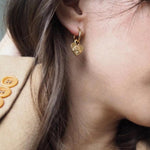 Lion Relief Love Drop Hoop Earrings - Gembea Jewelry