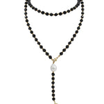 Long Black Agate Baroque Pearl Necklace gembea jewelry