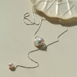 Long Pull Sterling Silver Chain Baroque Necklace - Gembea Jewelry