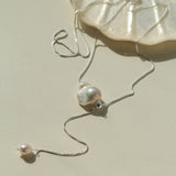 Long Pull Sterling Silver Chain Baroque Necklace - Gembea Jewelry