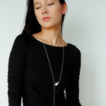 Long Pull Sterling Silver Chain Baroque Necklace - Gembea Jewelry