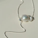 Long Pull Sterling Silver Chain Baroque Necklace - Gembea Jewelry
