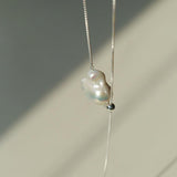 Long Pull Sterling Silver Chain Baroque Necklace - Gembea Jewelry