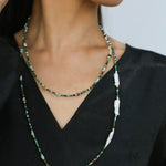 Long Turquoise Baroque Pearl Beaded Necklace