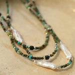 Long Turquoise Baroque Pearl Beaded Necklace