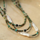 Long Turquoise Baroque Pearl Beaded Necklace