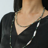 Long Turquoise Baroque Pearl Beaded Necklace