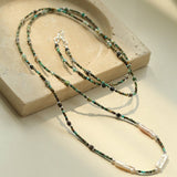 Long Turquoise Baroque Pearl Beaded Necklace