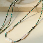 Long Turquoise Baroque Pearl Beaded Necklace
