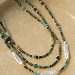 Long Turquoise Baroque Pearl Beaded Necklace