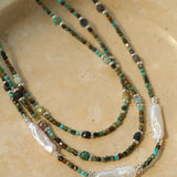 Long Turquoise Baroque Pearl Beaded Necklace