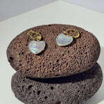 Love Heart Baroque Pearl Hoop Earrings - Gembea Jewelry