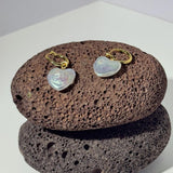 Love Heart Baroque Pearl Hoop Earrings - Gembea Jewelry
