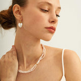 Love Heart Baroque Pearl Hoop Earrings - Gembea Jewelry