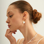 Love Heart Baroque Pearl Hoop Earrings - Gembea Jewelry