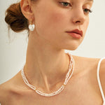 Love Heart Baroque Pearl Hoop Earrings - Gembea Jewelry