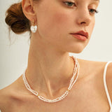 Love Heart Baroque Pearl Hoop Earrings - Gembea Jewelry