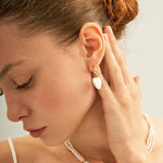 Love Heart Baroque Pearl Hoop Earrings - Gembea Jewelry