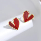 Love Red Drop Glaze Enamel Stud Earrings - Gembea Jewelry