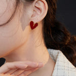Love Red Drop Glaze Enamel Stud Earrings - Gembea Jewelry