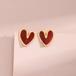 Love Red Drop Glaze Enamel Stud Earrings - Gembea Jewelry