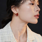 Love Red Drop Glaze Enamel Stud Earrings - Gembea Jewelry