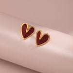 Love Red Drop Glaze Enamel Stud Earrings - Gembea Jewelry