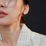 Love Red Drop Glaze Enamel Stud Earrings - Gembea Jewelry