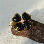 Lucky Clover Black Agate Brooch gembea jewelry