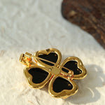 Lucky Clover Black Agate Brooch gembea jewelry
