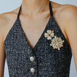 Lucky Four-leaf Clover White Crystal Brooch GEMBEA jewelry