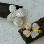 Lucky Four-leaf Clover White Crystal Brooch GEMBEA jewelry
