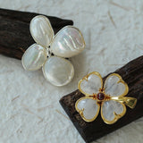 Lucky Four-leaf Clover White Crystal Brooch GEMBEA jewelry