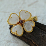 Lucky Four-leaf Clover White Crystal Brooch GEMBEA jewelry