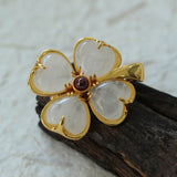 Lucky Four-leaf Clover White Crystal Brooch GEMBEA jewelry