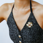 Lucky Four-leaf Clover White Crystal Brooch GEMBEA jewelry